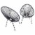 Luxury Living Furniture Egg Shaped Papasan Acapulco Chair Set of 2 in Black Perspective: front