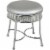 Hillsdale Venice Diamond Band Fabric Upholstered Backless Vanity Stool in Chrome Perspective: front