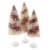 Christmas Candy Cane Bottle Brush Trees Set Of Three Snow Glittered Lc0691 Perspective: front