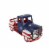 Rustic Metal Vintage Patriotic Pickup Truck Planter Antique Red White Blue Decor Perspective: front