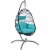 Sunnydaze Resin Wicker Hanging Egg Chair with Steel Stand/Cushions - Blue Perspective: front