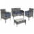 Sunnydaze Dunmore Rattan 4-Piece Patio Furniture Set - Gray and Navy Blue Perspective: front