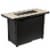 Peaktop Outdoor Rectangular Propane Ceramic Gas Fire Pit with Steel Base, Black/Stone Perspective: front