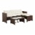 Peaktop Outdoor 3-Piece Rattan Patio Sectional Sofa Set with Cushions., Brown/White Perspective: front