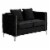 Bayberry Black Velvet Fabric Loveseat Couch with 2 Pillows Perspective: front