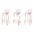 Madeline 41.73  Barstool, Set of 3 with Seat Cushion in Rose Pink Gold and White Perspective: front