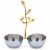 Aisle26 Shiny Stainless Steel Serving Bowl with Gold Decorative Handles Perspective: front