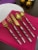 Vibhsa Designer Gold Flatware 5 Piece Place Setting Twisted Perspective: front