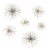 Aged Brass Finish Mid-Century Modern Atomic Star Burst Wall Sculptures Set of 6 Perspective: front