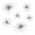 Aged Silver Finish Mid-Century Modern Atomic Star Burst Wall Sculptures Set of 6 Perspective: front