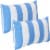 Sunnydaze 2 Outdoor Lumbar Throw Pillow Covers - 20-Inch - Beach-Bound Stripe Perspective: front
