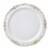 7.5  White with Gold Vintage Rim Round Disposable Plastic Appetizer/Salad Plates (120 Plates) Perspective: front