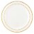 10.25  White with Gold Edge Rim Plastic Dinner Plates (120 Plates) Perspective: front
