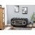 LuxenHome Upholstered Faux Leather Ottoman Brown Wood Trunk Perspective: front