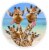 Dawhud Direct Giraffe Selfie Round Beach Blanket, 60 x60  Microfibre Cotton Picnic Towel Perspective: front