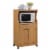 Hodedah Wheeled Microwave Island Cart with Drawer and Cabinet Storage, Beech Perspective: front