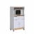 Hodedah Wheeled Microwave Island Cart with Drawer and Cabinet Storage, White Perspective: front