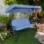 Outdoor 3-Person Patio Porch Swing Chair with Adjustable Canopy, Blue Perspective: front