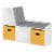 RiverRidge Book Nook Wood Kids Storage Bench with Cubbies in White/Yellow Perspective: front