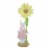 Easter Bunny In Pink Dress Figurine Polyresin Glittered Daisy Flower 20372A Perspective: front