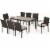 Noble House San Pico 9 Piece Glass Top Wicker Patio Dining Set in Brown Perspective: front