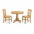 East West Furniture Antique 3-piece Small Dining Table and Chair Set in Oak Perspective: front