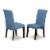 East West Furniture Barry 42  Wood Dining Chairs in Cappuccino/Blue (Set of 2) Perspective: front