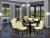 7Pc 60 Inch Table & Six Parson Chair With Black Leg & Pu Leather Color Eggnog Perspective: front