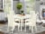 BOIP5-WHI-C 5Pc Dining Set Includes a Round Table & Four Linen seat Chairs,White Perspective: front