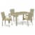 JUGU5-03A 5Pc Outdoor-Furniture Natural Color Wicker Dining Set Perspective: front