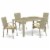 JUGU5-03A 5Pc Outdoor-Furniture Natural Color Wicker Dining Set Perspective: front