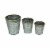 Set of 3 Galvanized Zinc Finish Primitive Buckets Hand Painted Metallic Gold Rims Perspective: front
