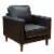 32  Wide Black Top Grain Leather Armchair | Modern Accent Chair Perspective: front