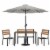 Flash Furniture Teak Patio Table and Chair Set with Umbrella & Base Gray 7 Pieces Perspective: front