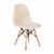 Modern Padded Armless Faux Sherpa Accent Chair With Beechwood Legs In Off-White Perspective: front