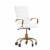 Camilia Mid-Back White LeatherSoft Executive Swivel Office Chair with Gold Frame, Arms, an Perspective: front