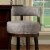 Lynsey Contemporary 29 Barstool With linen Cushion, Light Gray Finish, Set of 2- Saltoro Perspective: front