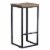 Iron Base Counter Height Stool with Wooden Saddle Seat, Brown and Black- Saltoro Sherpi Perspective: front