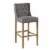 Wooden Barstool with Padded Seat, Button Tufted, Wing Back, Set of 2, Gray and Brown- Saltoro Perspective: front
