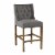 Wooden Counter Height Stool with Fabric Padded Seat and Tufted Wing Back, Gray and Brown- Perspective: front