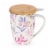 Pinky Up 8182 12 oz Bailey Botanical Bliss Ceramic Tea Mug & Infuser, Multicolor Perspective: front