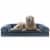 FurHaven Faux Fleece & Chenille Soft Woven Cool Gel Sofa Dog Bed|Jumbo, Orion Blue Perspective: front