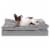 FurHaven Minky Faux Fur & Suede Pillow-Top Orthopedic Dog Bed - Titanium Gray / Medium Perspective: front
