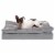 FurHaven Minky Faux Fur & Suede Pillow-Top Orthopedic Dog Bed - Titanium Gray / Medium Perspective: front