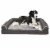 FurHaven Luxe Fur & Performance Linen Full Support Sofa Bed Sofa Bed|Jumbo, Charcoal Perspective: front
