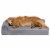 FurHaven Paw-Quilted Cool Gel Top Deluxe L-Chaise Dog Bed, Jumbo, Titanium Perspective: front