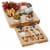 Bamboo Cheese Board Gift Set with Slate Tray, 4 Knives, 2 Dip Bowls Perspective: front