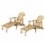 Noble House Hayle Reclining Wood Adirondack Chair w/Footrest (Set of 2) Natural Perspective: front