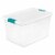 Sterilite 64 Qt Clear Plastic Stackable Storage Bin w/ White Latch Lid, 60 Pack Perspective: front