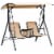 2 Person Outdoor Swing Chair for Porch, Patio, Storage, Tray, Cup Holders, Beige Perspective: front